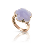 Bon Ton 18k Rose Gold Blue Chalcedony & Diamond Flower Ring