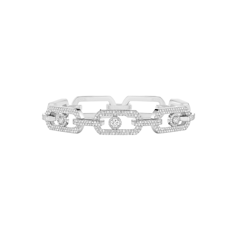 So Move 18K White Gold XL Pavé Diamond Bracelet