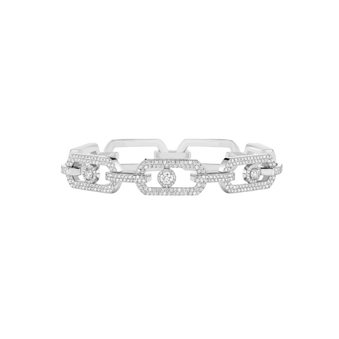 So Move 18K White Gold XL Pavé Diamond Bracelet