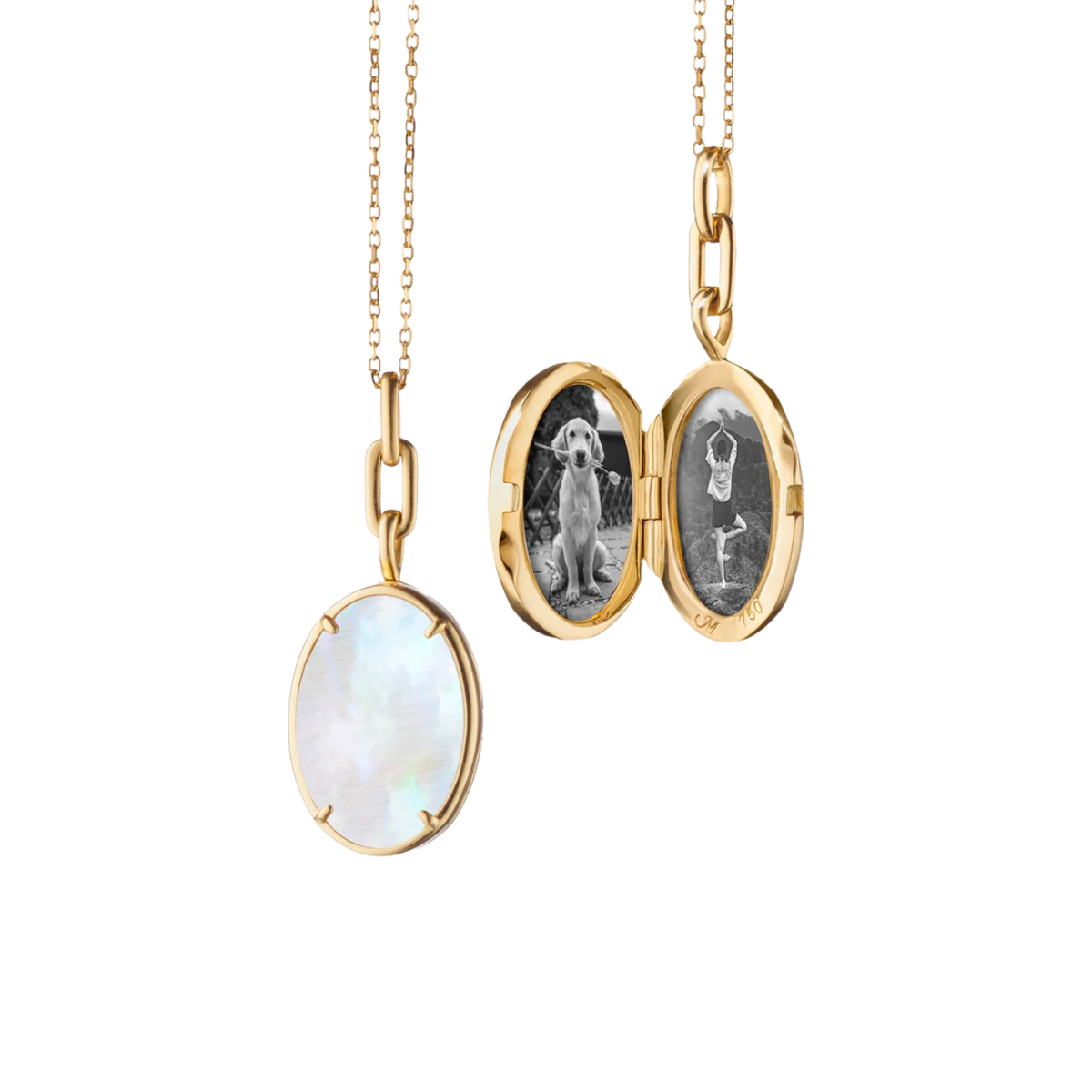 Monica Rich Kosann Jewelry - 18K Yellow Gold ’Elle’ Stone Slim 18K Yellow Gold Locket Necklace | Manfredi Jewels