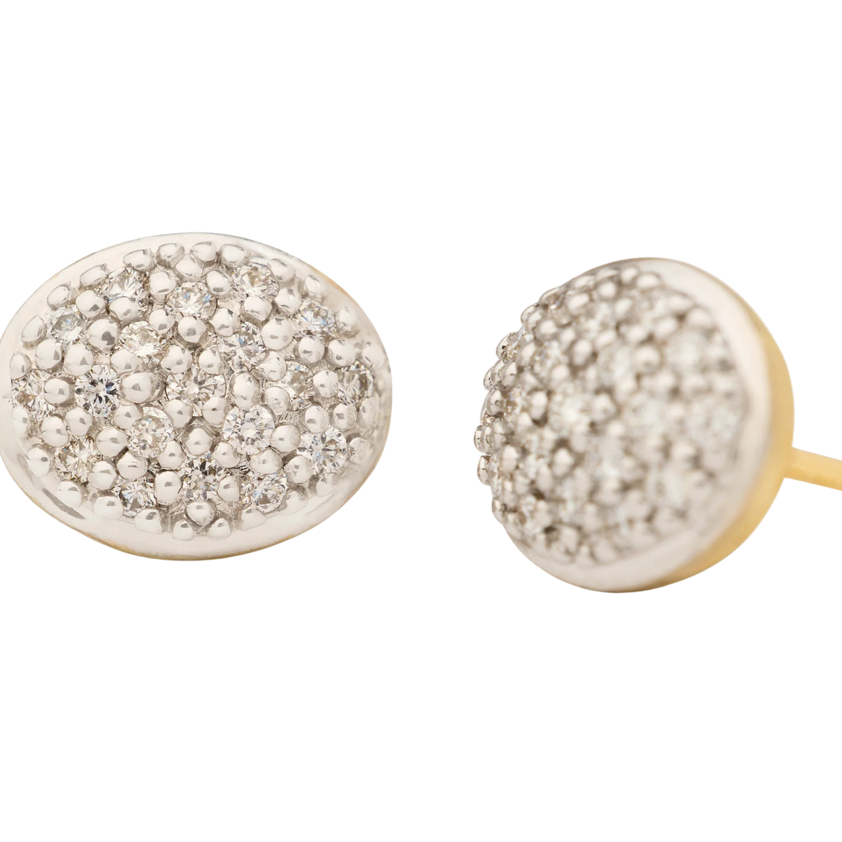 Marco Bicego Jewelry - 18K Yellow Gold Siviglia Oval Diamond Pavé Stud Earrings | Manfredi Jewels