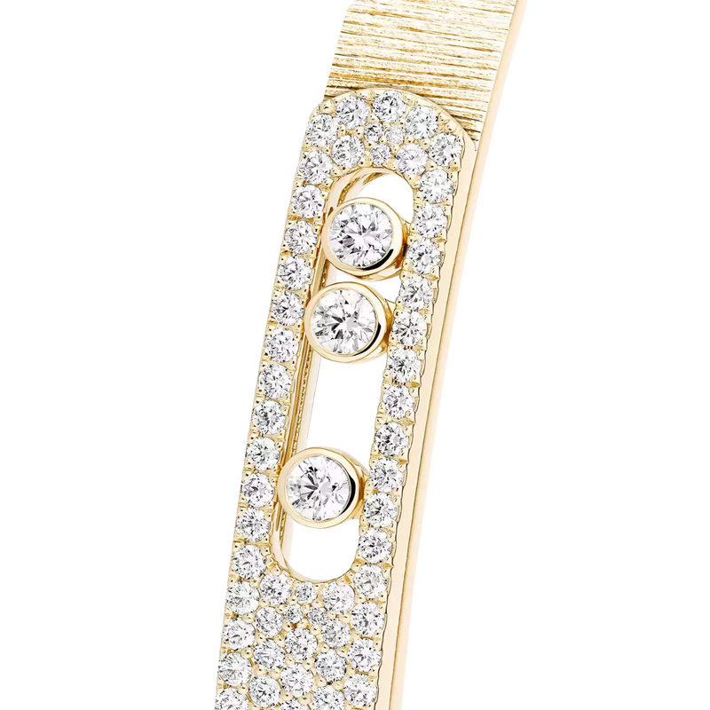 18K Yellow Gold & Diamond Move Noa Ciselé Semi-Pavé Bangle