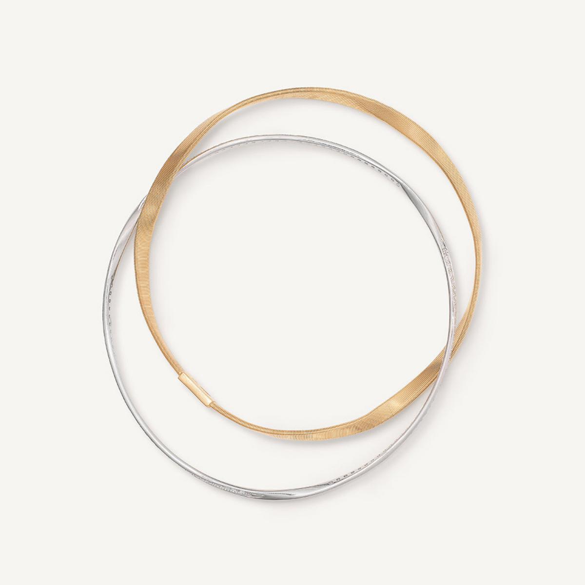 Marco Bicego Jewelry - Marrakech 18K Yellow and White Gold 2-Strand Diamonds Bangle Bracelet | Manfredi Jewels