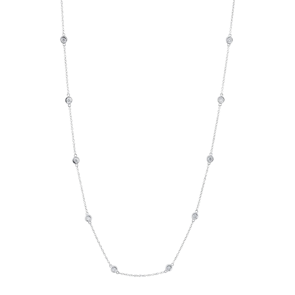 Shy Creation Jewelry - 14K White Gold 0.28ct Diamonds by the Yard Necklace | Manfredi Jewels