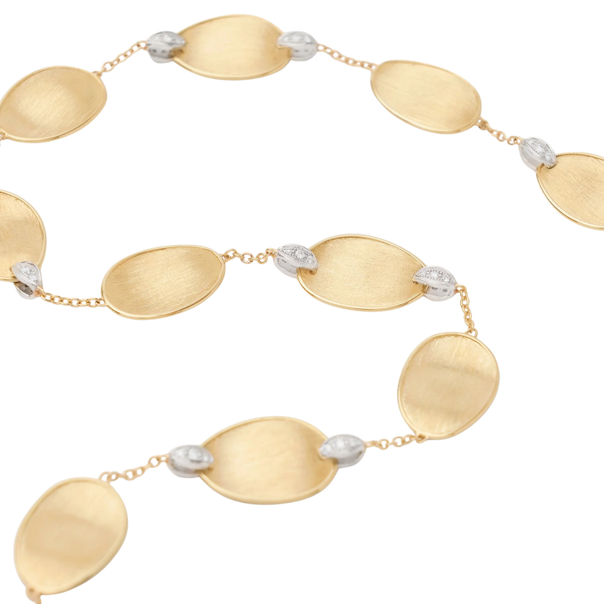 Marco Bicego Jewelry - Lunaria 18K Yellow Gold Petal Single Strand Necklace With Diamond Accents | Manfredi Jewels