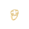 18K Yellow Gold Reversible Medallion Ring in White Mother of Pearl & Diamond