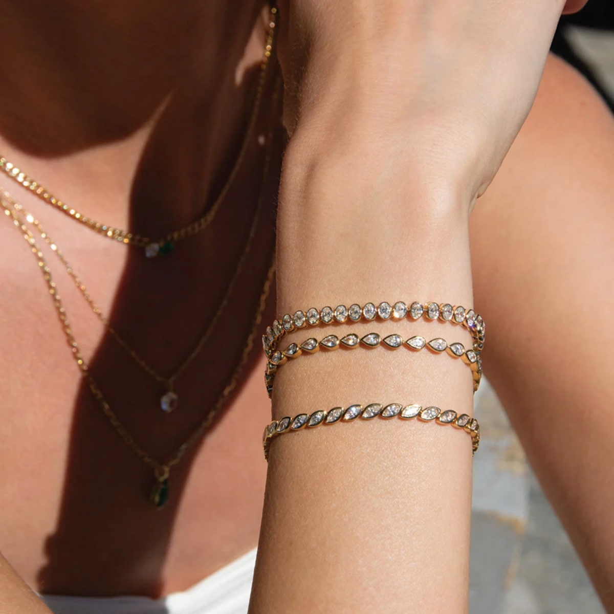 Estate Anita Ko 18K Rose Gold Bezel Set Tennis Bracelet