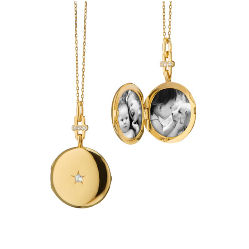 18K Yellow Gold & Diamond Twinkle Star Locket Necklace