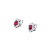 18K White Gold, Ruby, & Diamond Halo Earrings