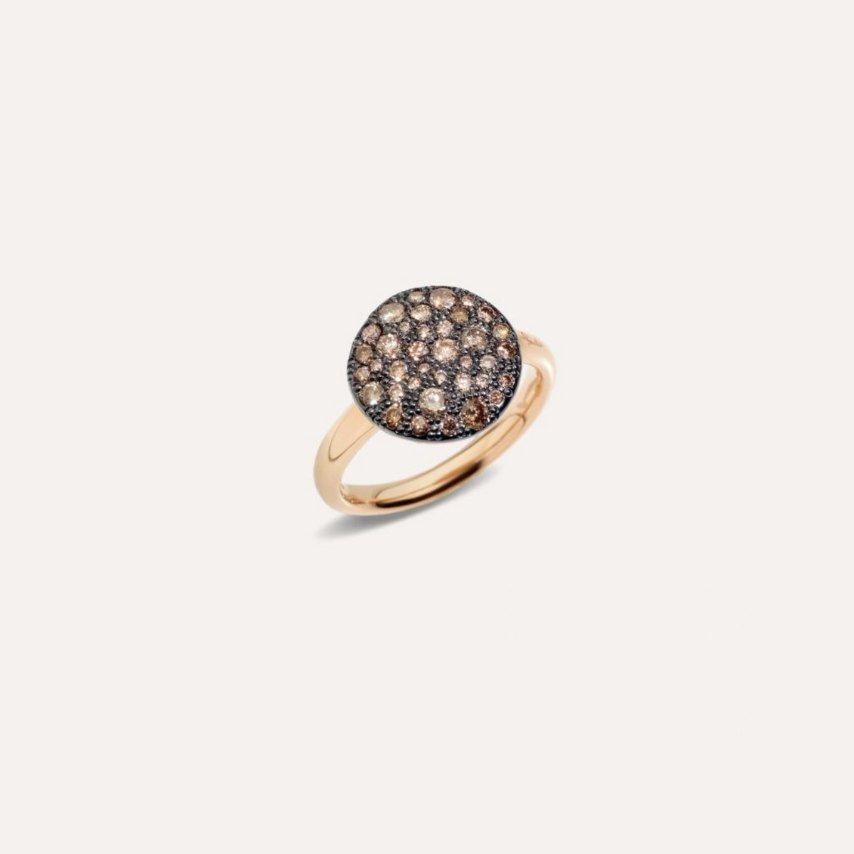Pomellato Jewelry - Sabbia 18K Rose Gold Brown Diamond Pavé Ring | Manfredi Jewels