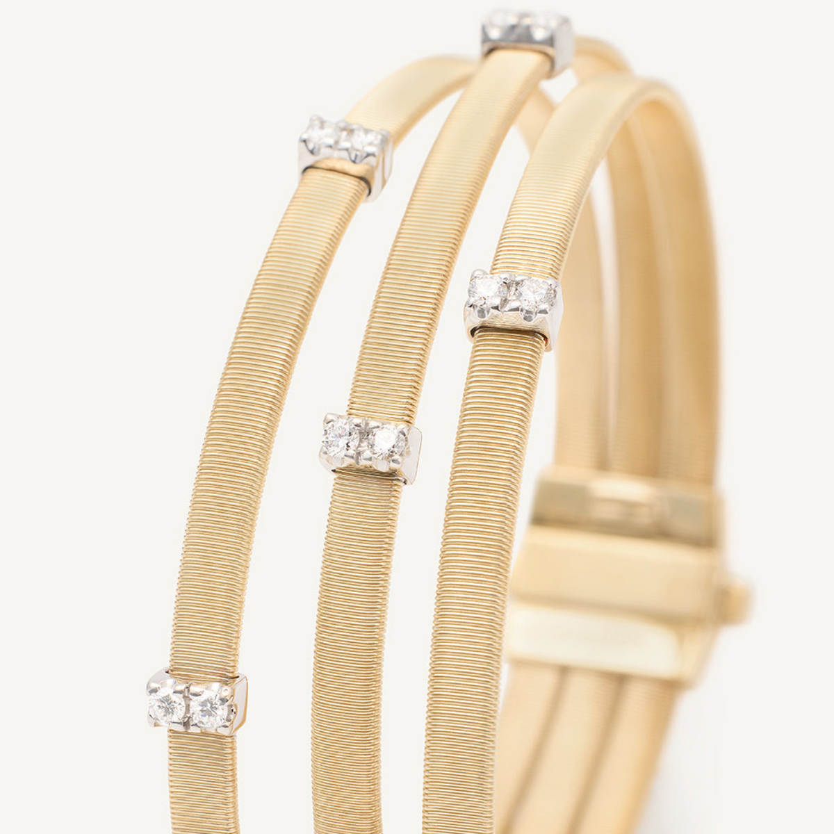 Marco Bicego Jewelry - Masai 18K Yellow Gold Triple Strand Diamond Station Bracelet | Manfredi Jewels