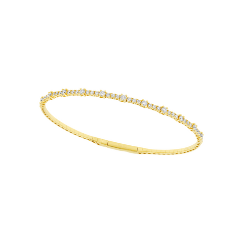 14K Yellow Gold & Diamond Flexible Bangle