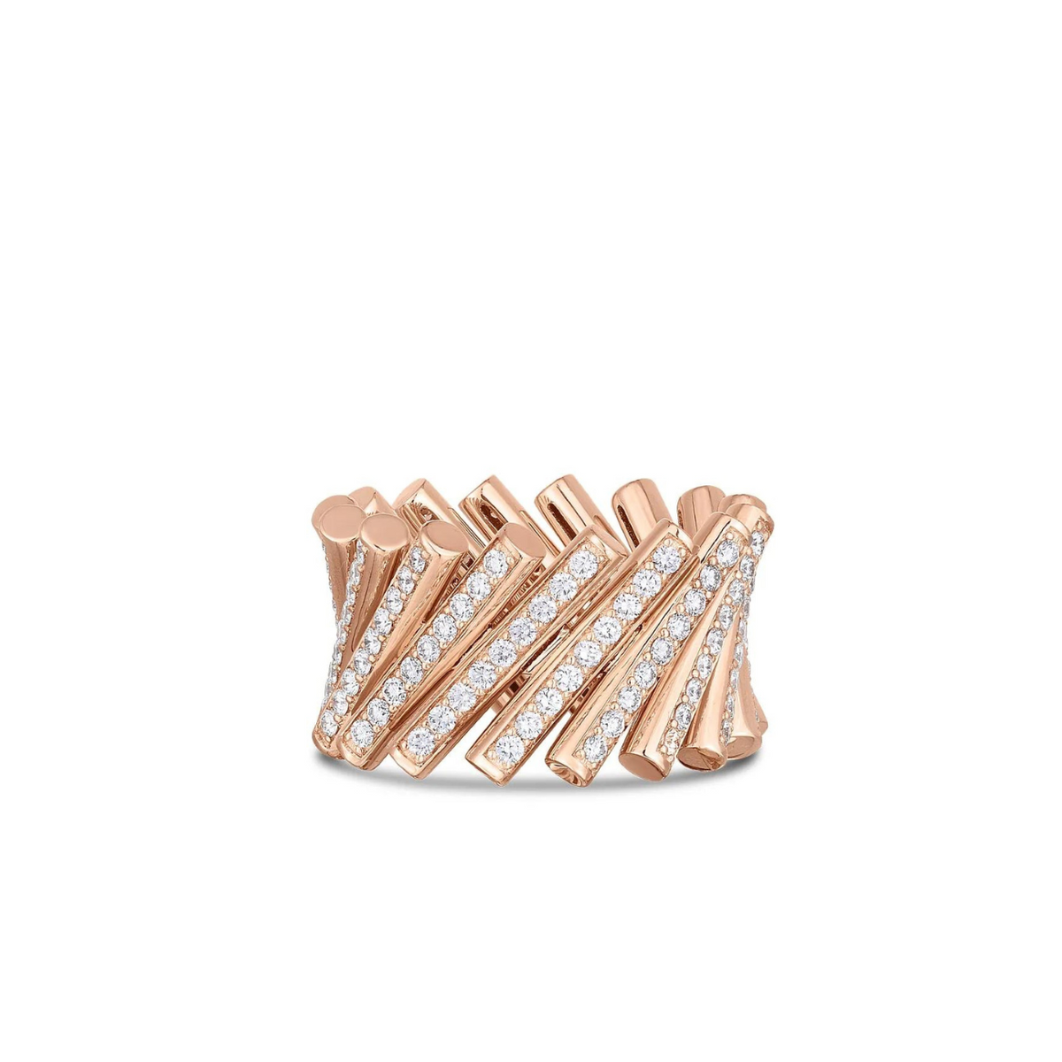 Roberto Coin Jewelry - Domino 18K Rose Gold Diamond Wide Pave Ring | Manfredi Jewels