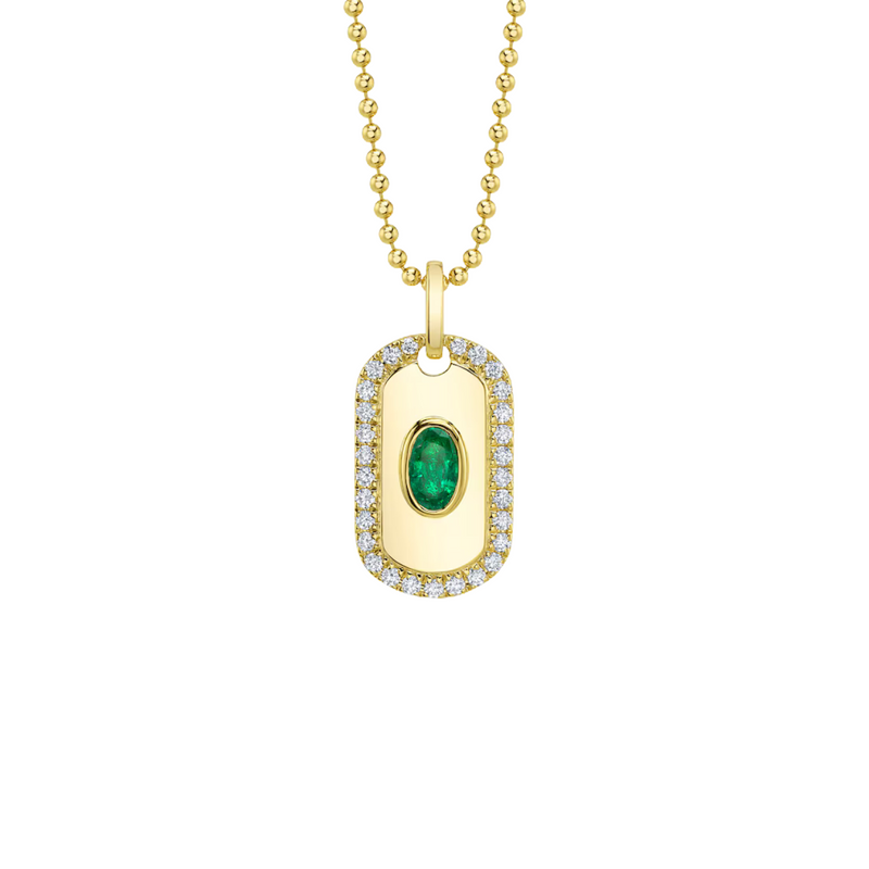 14K Yellow Gold, Diamond, & Emerald Pendant