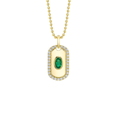 14K Yellow Gold, Diamond, & Emerald Pendant