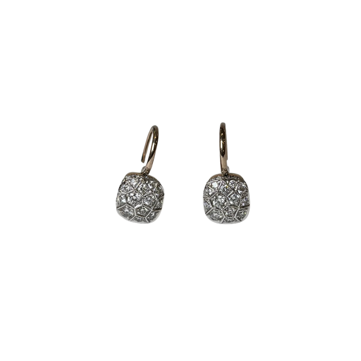 Estate 18K Rose Gold Pomellato Pave Diamond Petit Nudo Earring