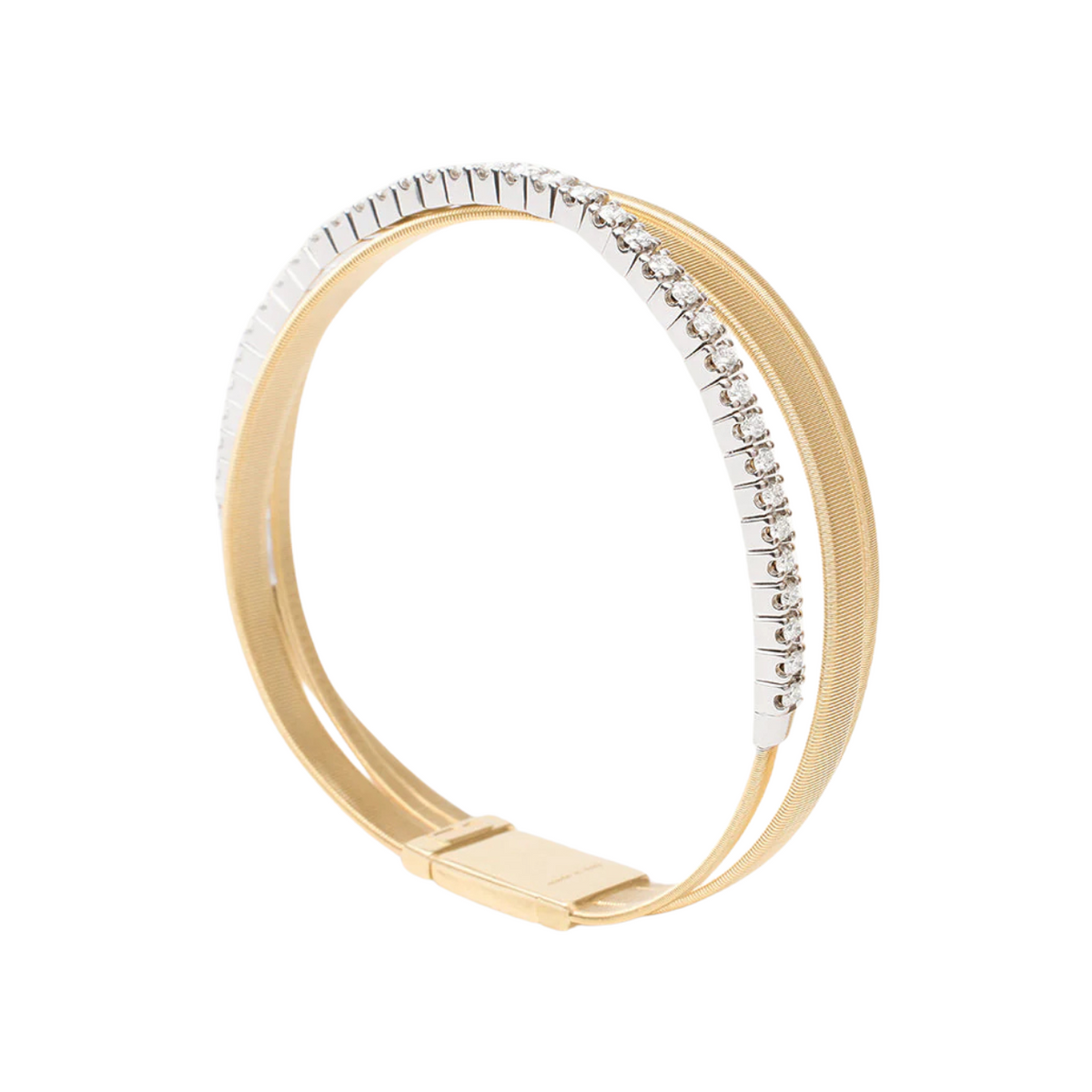 Marco Bicego - Masai 18K Yellow Gold 3-Strand Coil Bracelet With Diamonds | Manfredi Jewels