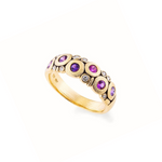 Candy 18K Yellow Gold Pink Sapphire Diamond Dome Ring
