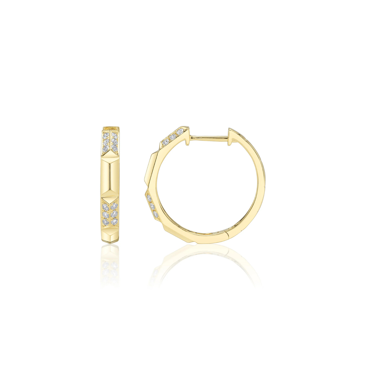 Kate 14K Yellow Gold & Diamond Geo Cut Hoop Earring
