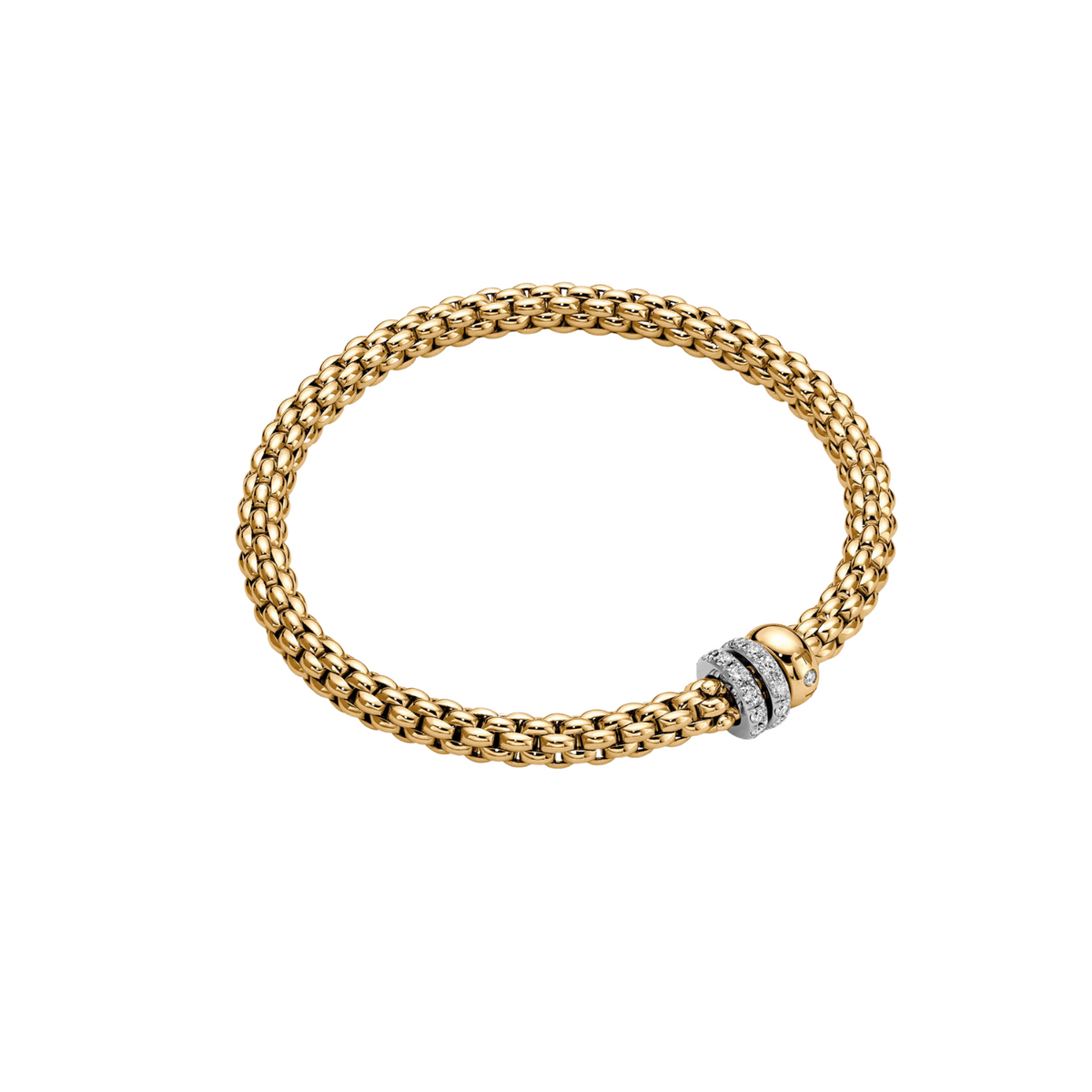Fope Jewelry - Solo 18K Yellow & White Gold Pavè Diamond Flex’it Bracelet | Manfredi Jewels