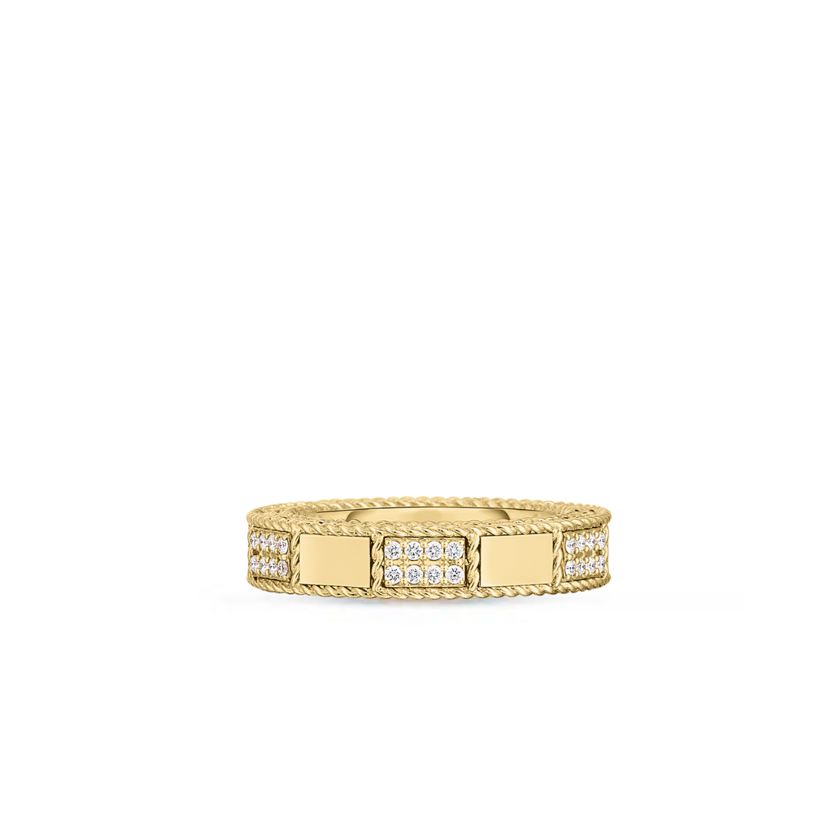 Roberto Coin Jewelry - Mosaic 18K Yellow Gold Alternating Diamond Ring | Manfredi Jewels