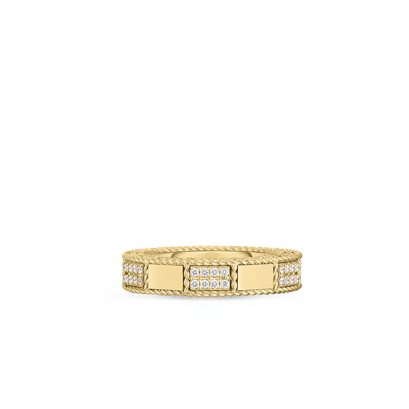 Mosaic 18K Yellow Gold Alternating Diamond Ring