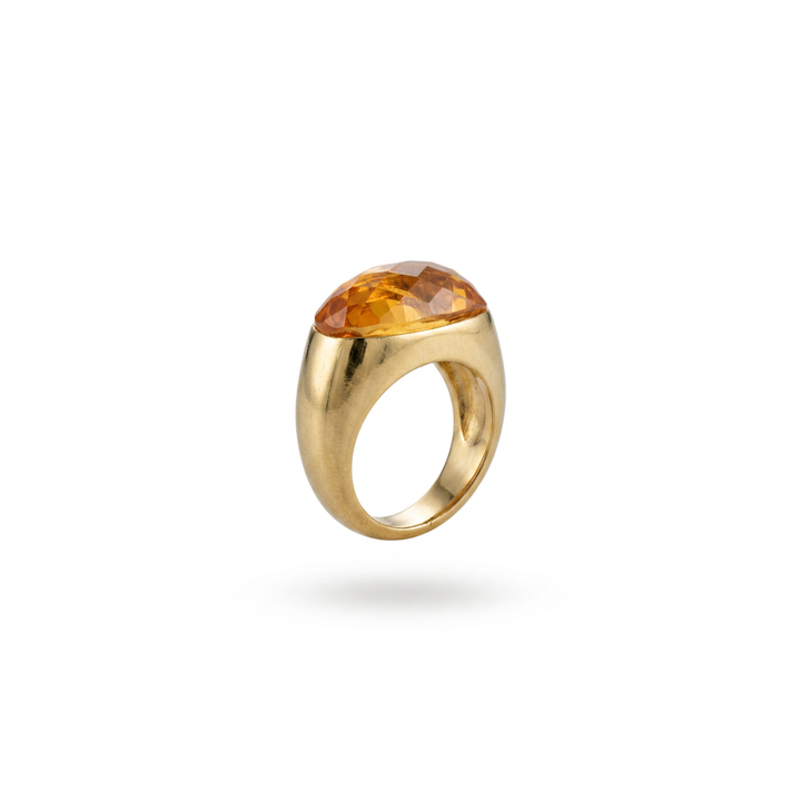 Manfredi Jewels Jewelry - Estate 18K Yellow Gold Citrine Dome Ring | Manfredi Jewels