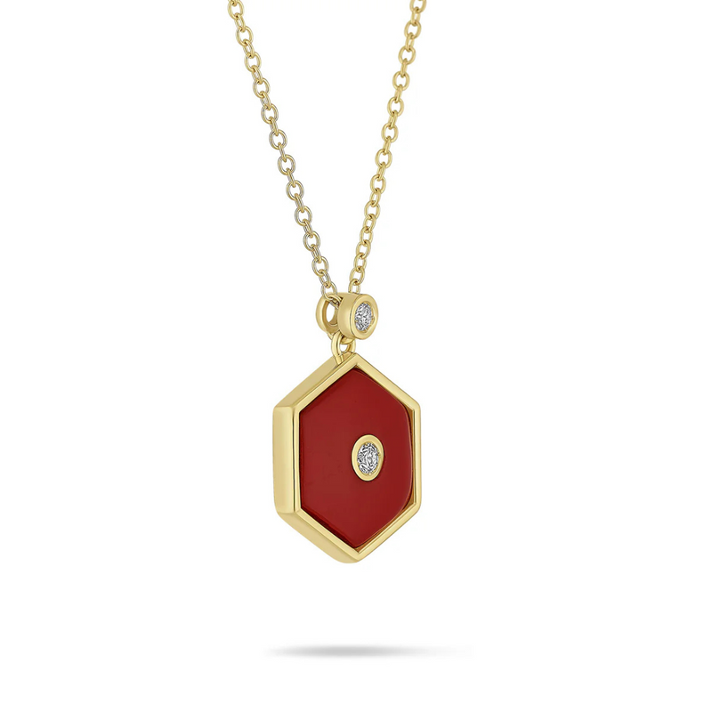 18K Yellow Gold Diamond & Red Coral Baia Sommersa Pendant