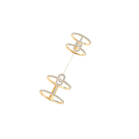 Move Uno 18K Yellow Gold Pavé Double Diamond Ring