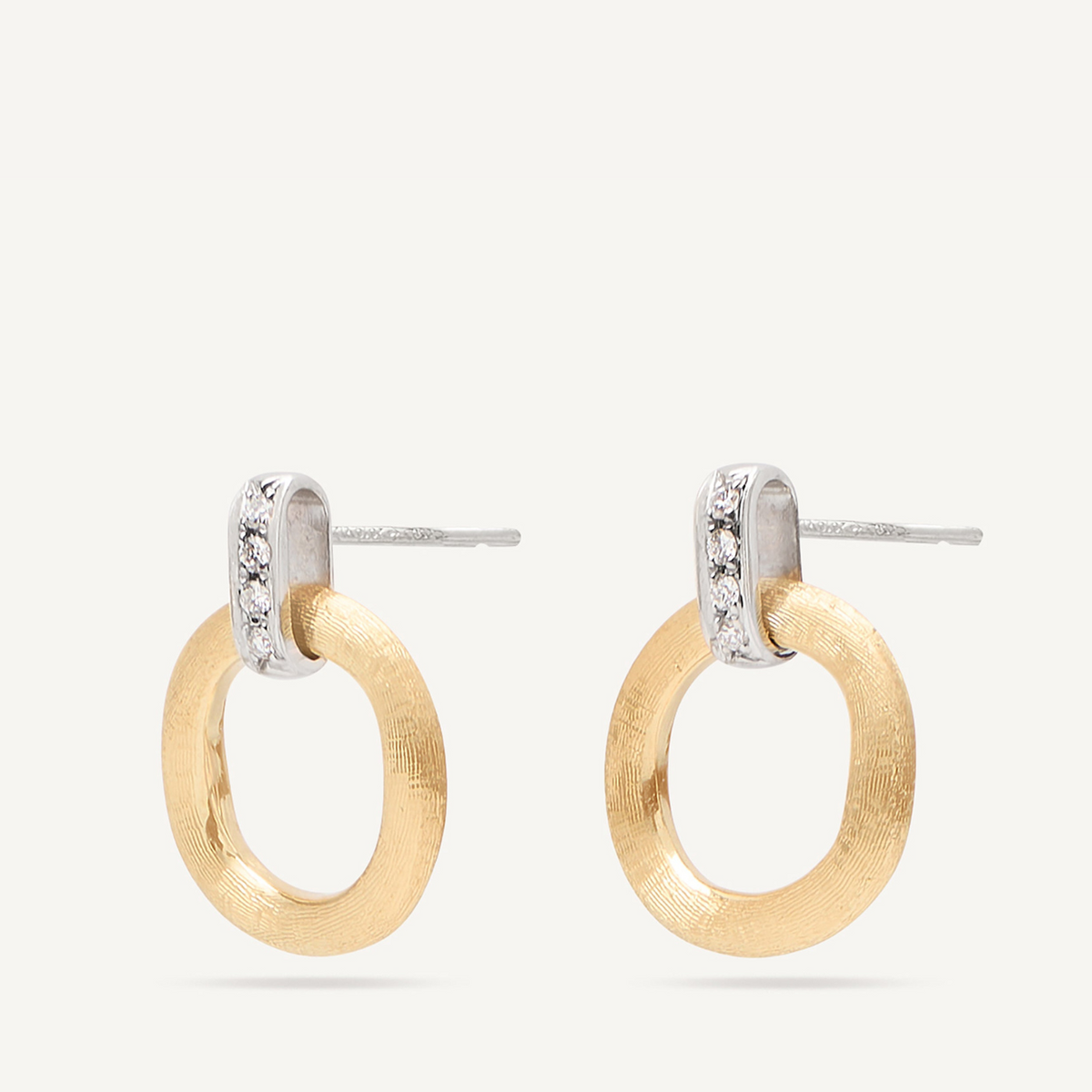 Marco Bicego Jewelry - Jaipur 18K Yellow Gold Flat-Link Diamond Stud Drop Earrings | Manfredi Jewels