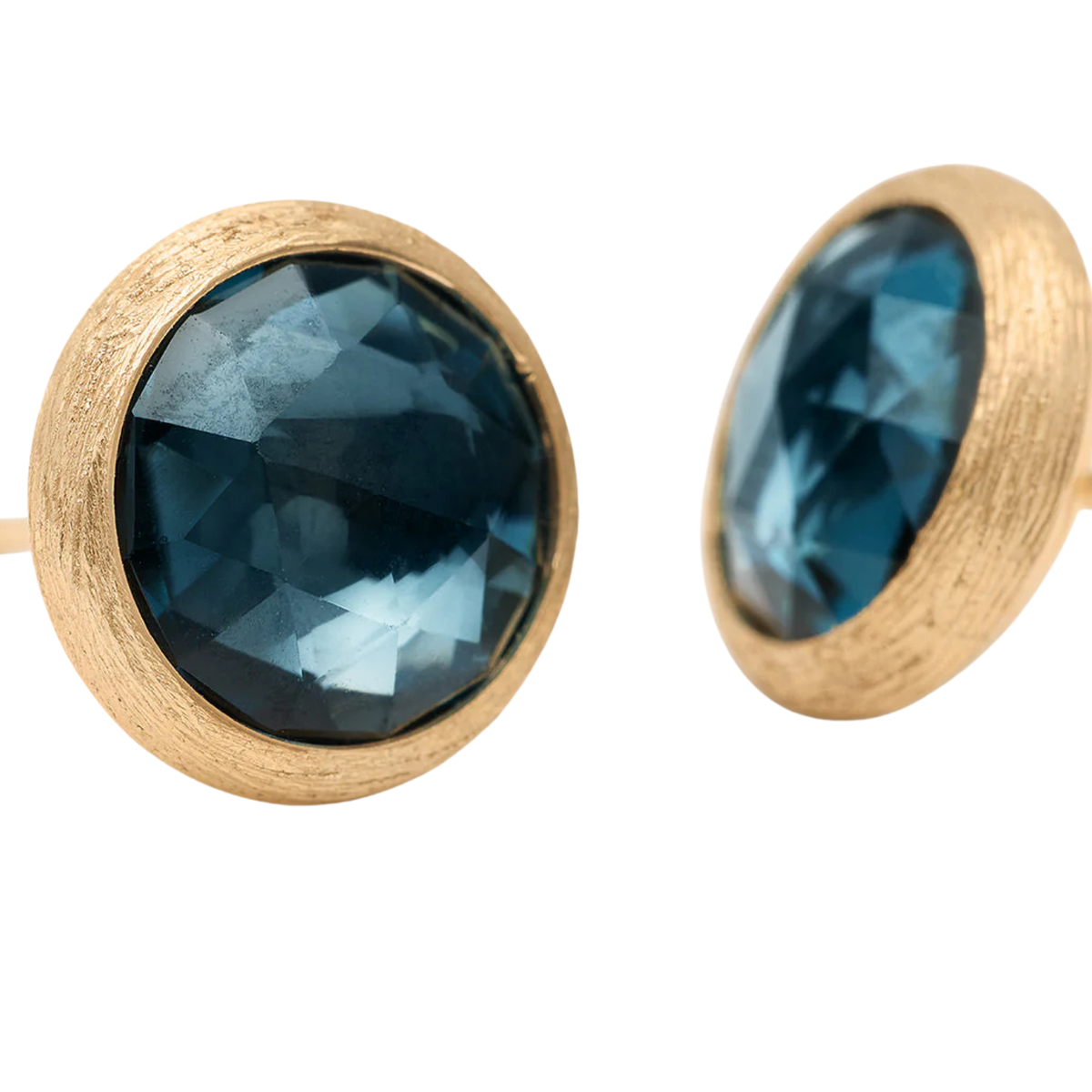 Marco Bicego Jewelry - London Blue Topaz Petite 18K Yellow Gold Stud Earrings | Manfredi Jewels