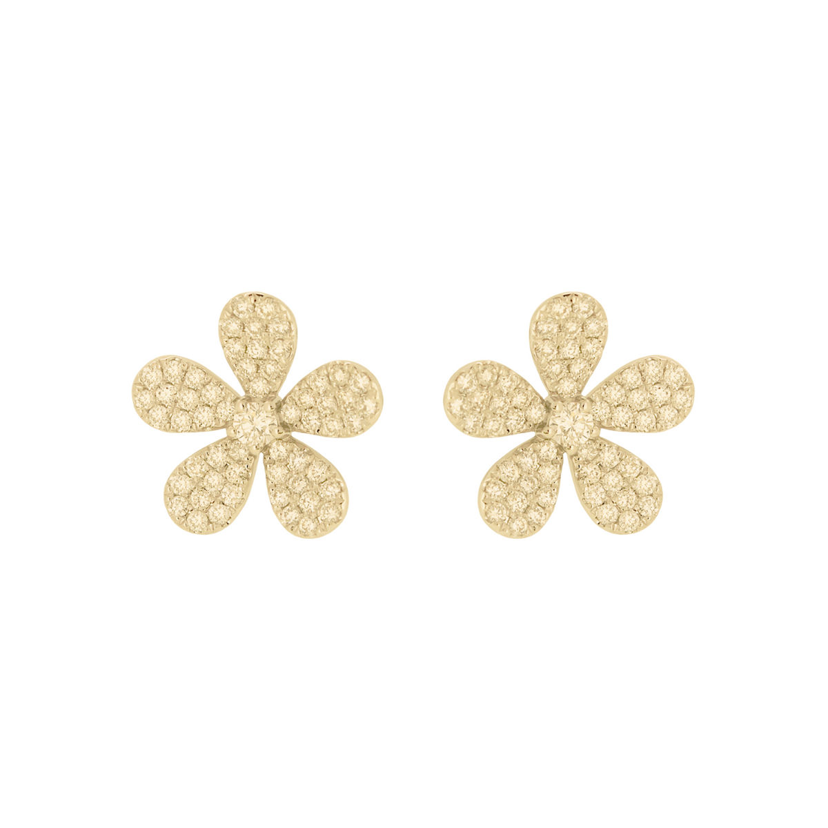Manfredi Jewels Jewelry - 18K Yellow Gold & Diamond Flower Stud Earrings | Manfredi Jewels