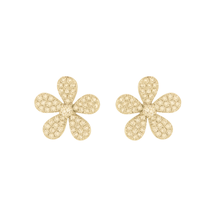 Manfredi Jewels Jewelry - 18K Yellow Gold & Diamond Flower Stud Earrings | Manfredi Jewels
