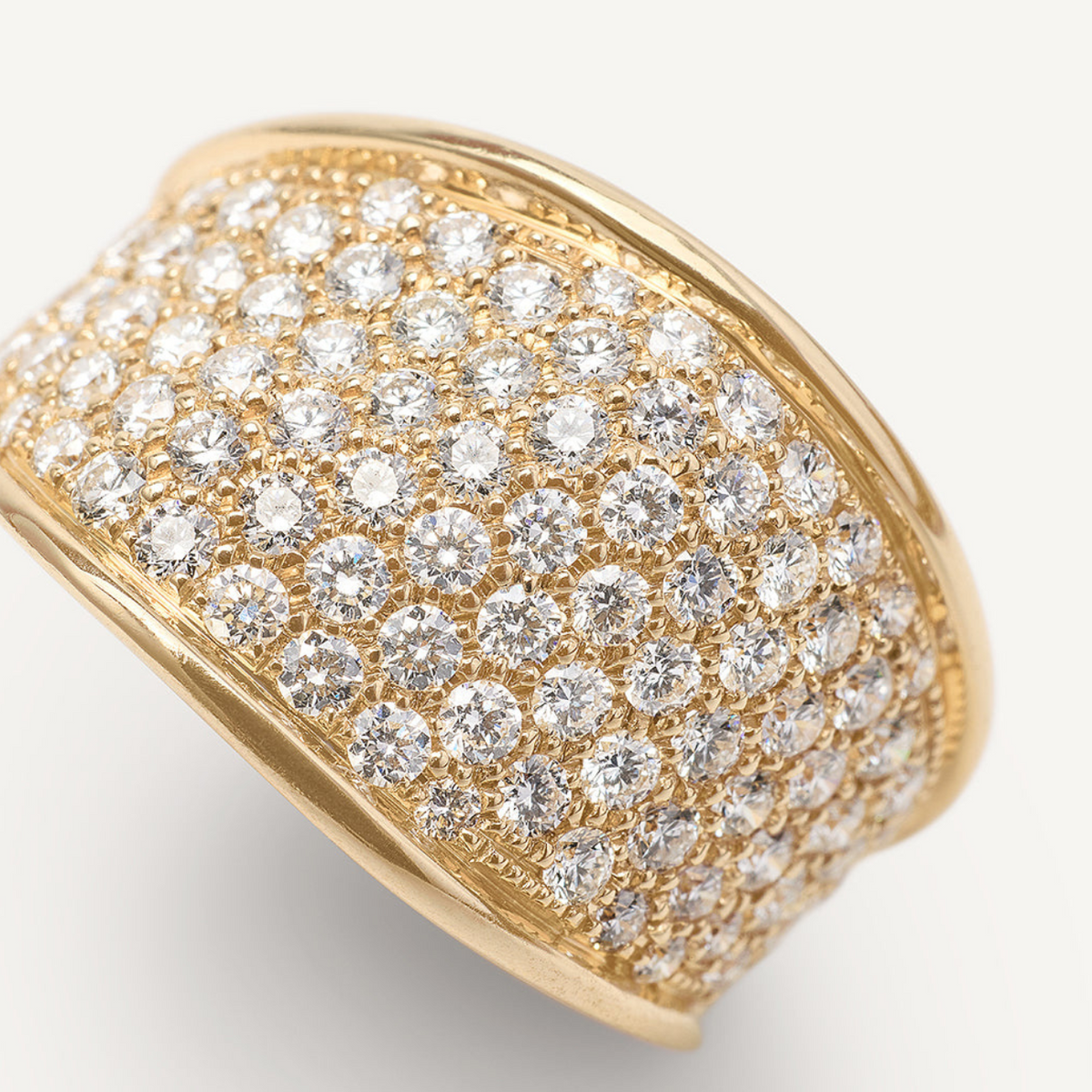 Marco Bicego Jewelry - Lunaria 18K Yellow Gold Diamond Pavé Small Ring | Manfredi Jewels