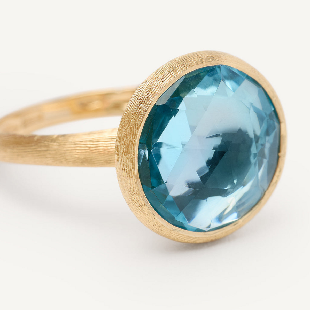 Marco Bicego Jewelry - Jaipur Color 18K Yellow Gold Blue Topaz Medium Stackable Ring | Manfredi Jewels