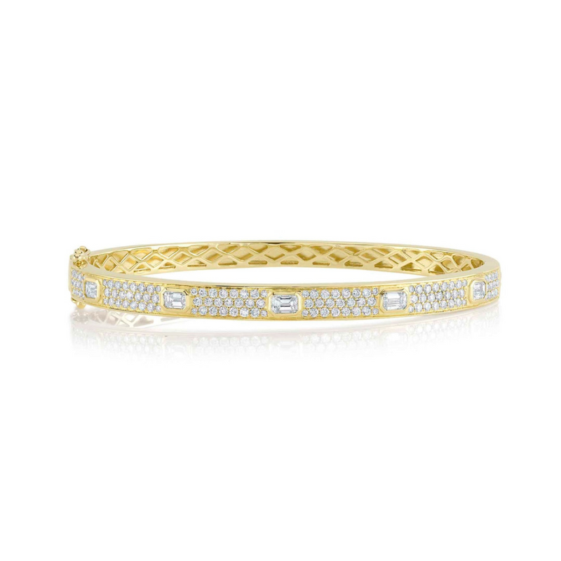 Bailey 14K Yellow Gold 1.80 ct Emerald Cut Diamond Pavé Bangle Bracelet