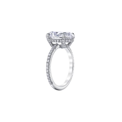 Oval Diamond Engagement Ring in Platinum with a Micropavé Basket Setting