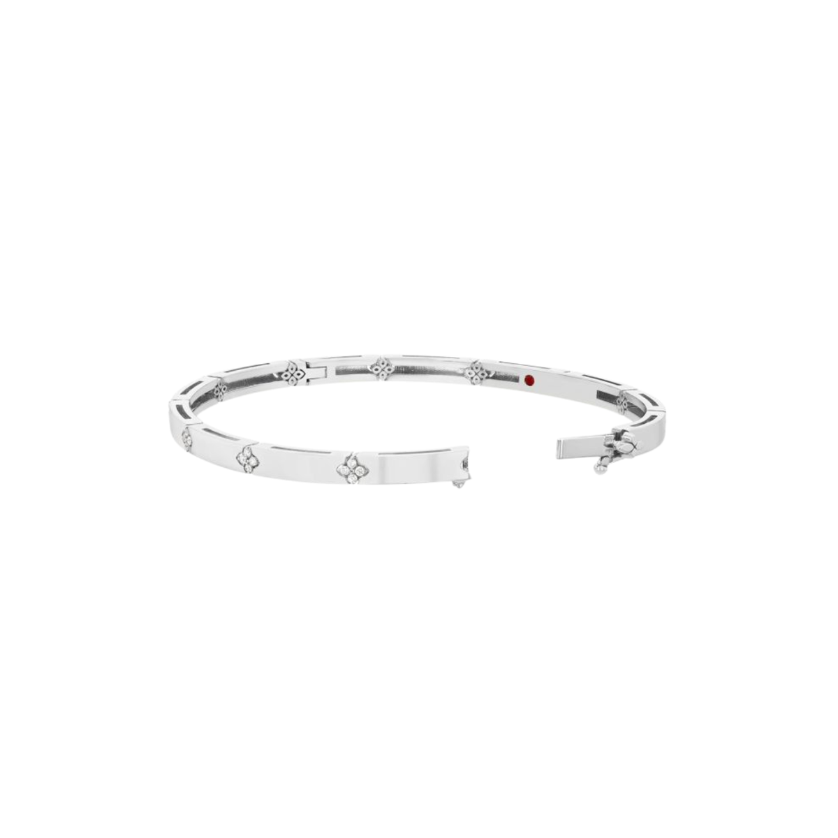 Roberto Coin Jewelry - Love In Verona 18K White Gold Small Width Diamond Accent Bangle Bracelet | Manfredi Jewels
