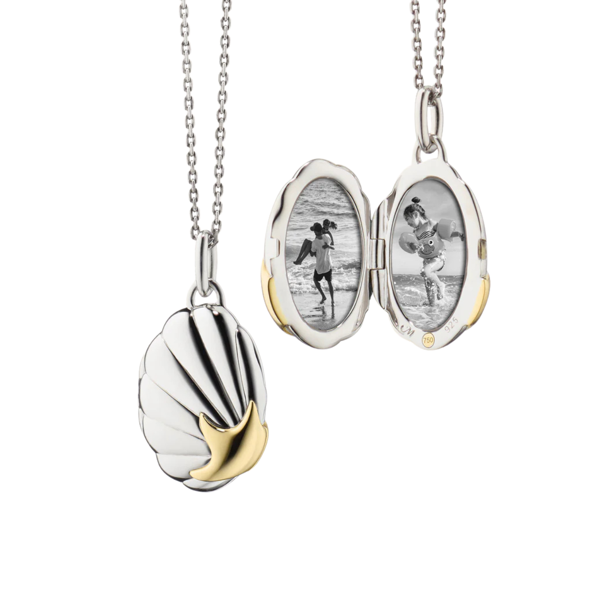Monica Rich Kosann Jewelry - The ’Neptune’ Shell Two-Tone Locket Necklace | Manfredi Jewels