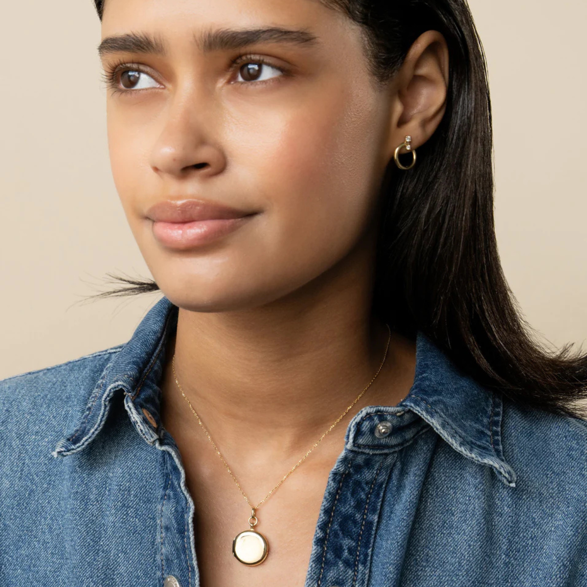 Monica Rich Kosann Jewelry - 18K Yellow Gold Slim ’Quinn’ Gold Locket Necklace | Manfredi Jewels
