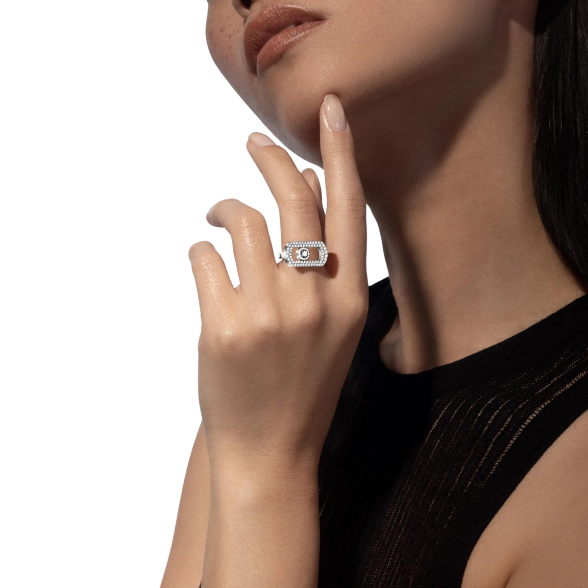 Messika Jewelry - So Move 18K White Gold Diamond Pavé Ring | Manfredi Jewels