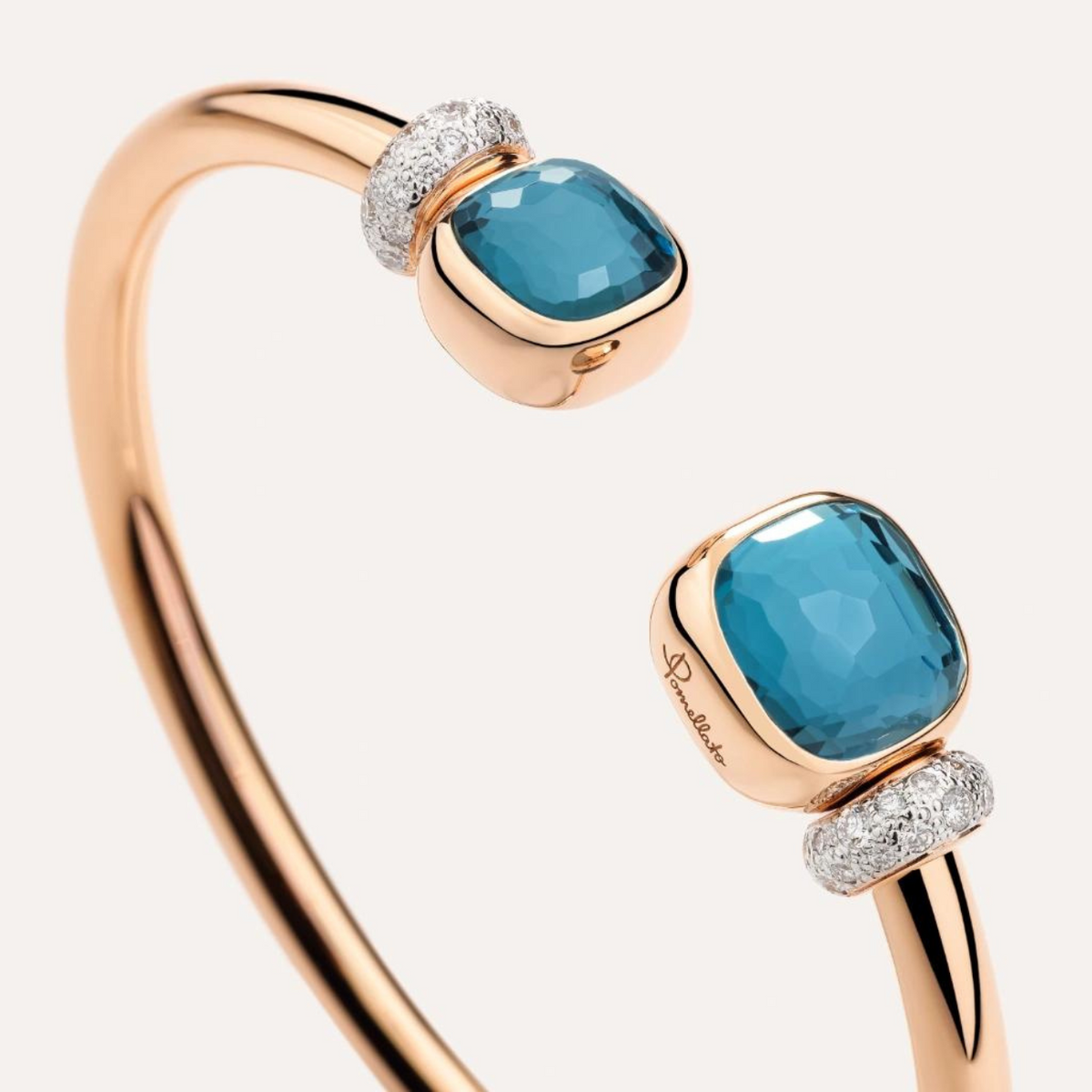 Pomellato Jewelry - Nudo 18K Rose Gold Blue London Topaz & Diamond Bracelet | Manfredi Jewels