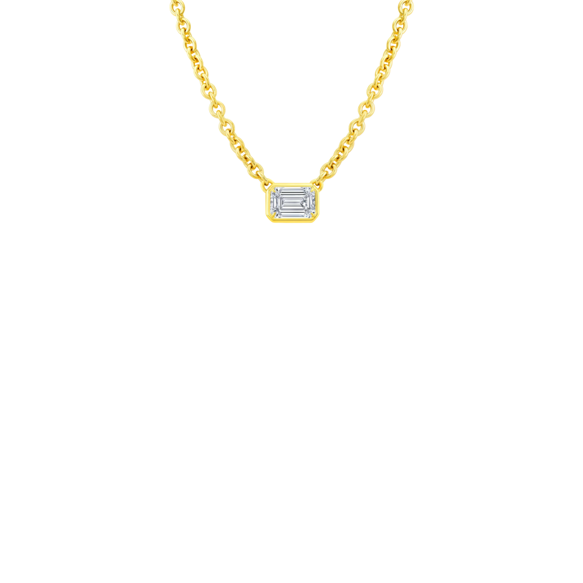 Rahaminov Diamonds Jewelry - 18K Yellow Gold 1.5ct Emerald Cut Diamond Bezel Set Pendant | Manfredi Jewels
