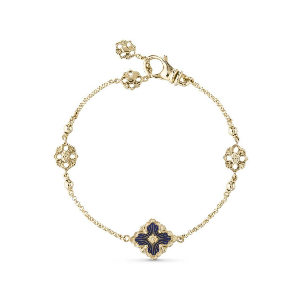 Buccellati Jewelry - Opera 18K Yellow Gold Tulle Blue Enamel Bracelet | Manfredi Jewels