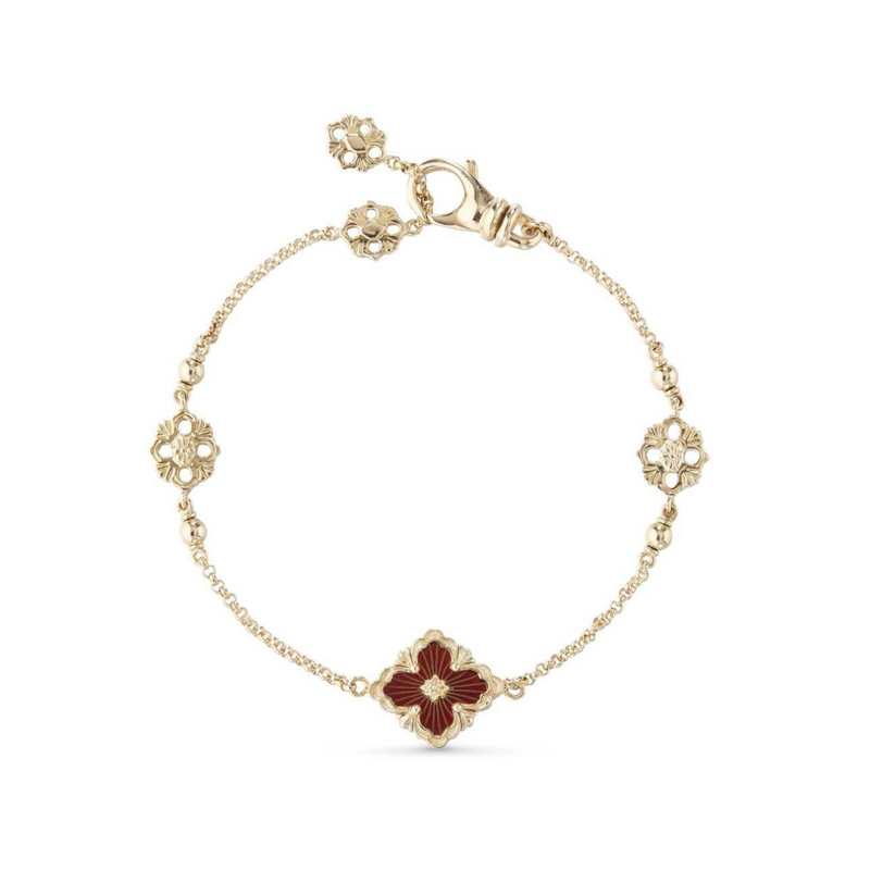 Buccellati Jewelry - Opera 18K Yellow Gold Tulle Red Enamel Bracelet | Manfredi Jewels