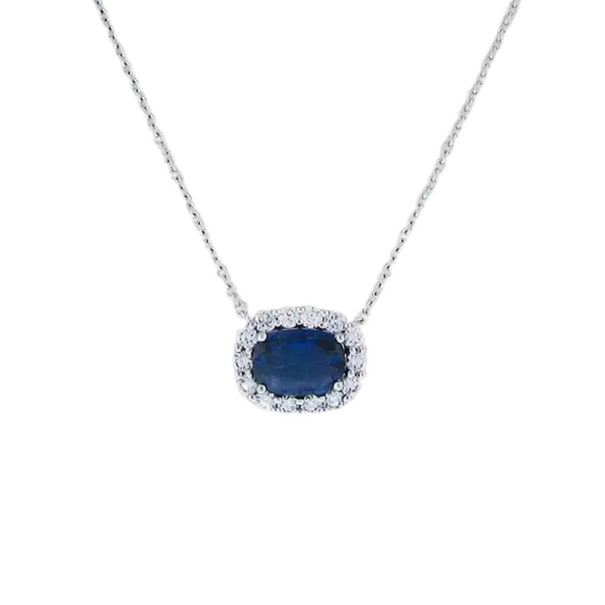 Manfredi Jewels - 18K White Gold & Sapphire Halo Necklace | Manfredi Jewels