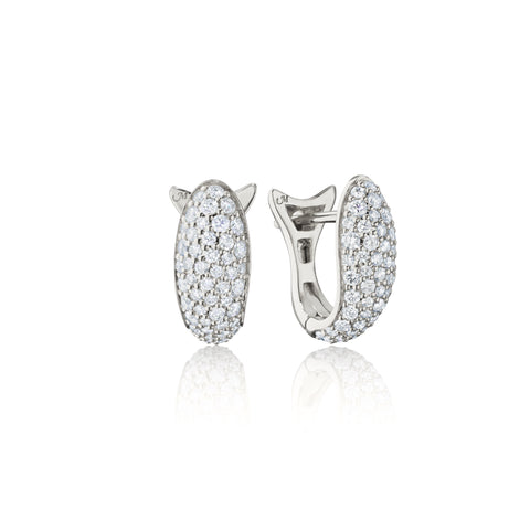 Sterling Silver & White Sapphire Pave Perseverance Fish Earring