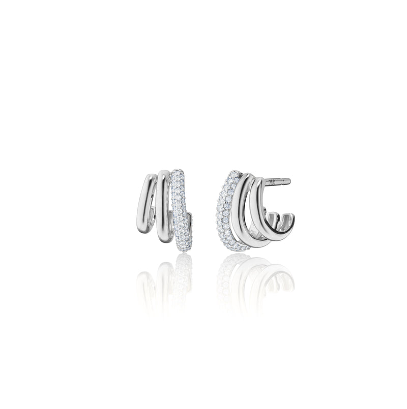Sterling Silver & White Sapphire Hoop Earring