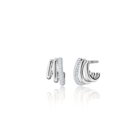 Sterling Silver & White Sapphire Hoop Earring