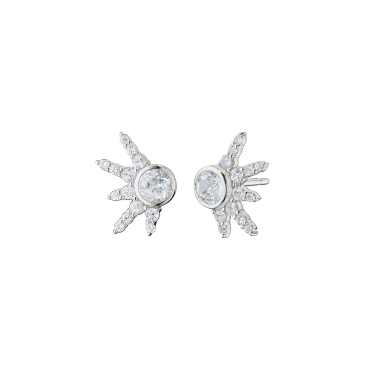 Monica Rich Kosann Jewelry - Sterling Silver ’Points of Light’ Earring with White Sapphires & White Topaz Center Stone | Manfredi Jewels
